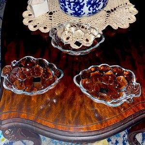 2 piece Vintage Studio Nova Crystal Grape Trinket Dishes NEW with stickers